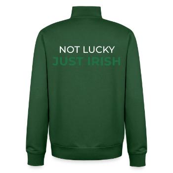 Not Lucky Just Irish - Unisex Organic Zip Sweatshirt by Stanley/Stella - bottle green - Back - AI Model Male 185 dark (185cm)