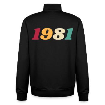 1981 Gift 1981 Birthday 1981 Retro 1981 - Unisex Organic Zip Sweatshirt by Stanley/Stella - black - Back - AI Model Male 185 light (185cm)