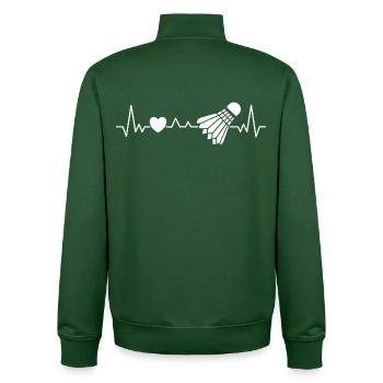 Badminton Federball Herzschlag Als Liebe zum Sport - Unisex Organic Zip Sweatshirt von Stanley/Stella - Flaschengrün - Hinten - AI Model Male 185 dark (185cm)