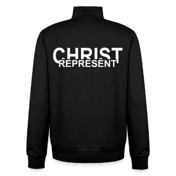 Represent Christ - Unisex Organic Zip Sweatshirt by Stanley/Stella - black - Back - AI Model Male 185 light (185cm)