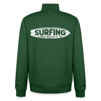 Surfing Vacances d'Été à la Mer Style Vintage - Sweat zippé unisexe en coton bio Stanley/Stella - vert bouteille - Dos - AI Model Male 185 dark (185cm)