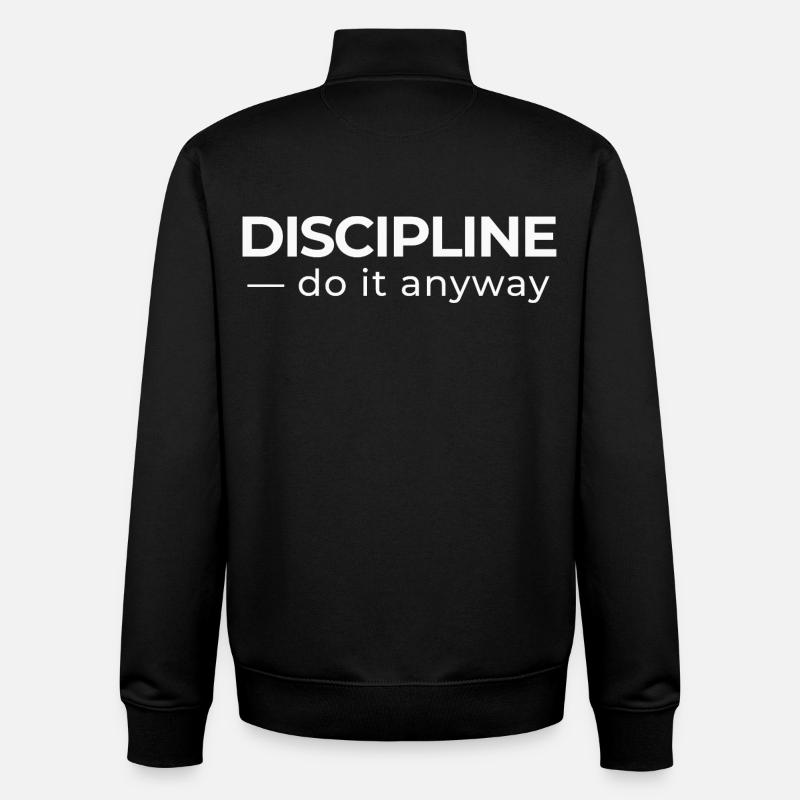 Discipline – Minimal Statement Shirt - Unisex Organic Zip Sweatshirt by Stanley/Stella - black