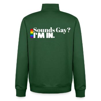 Sounds Gay? I’m In. | Pride Statement Shirt - Unisex Organic Zip Sweatshirt von Stanley/Stella - Flaschengrün - Hinten - AI Model Male 185 dark (185cm)