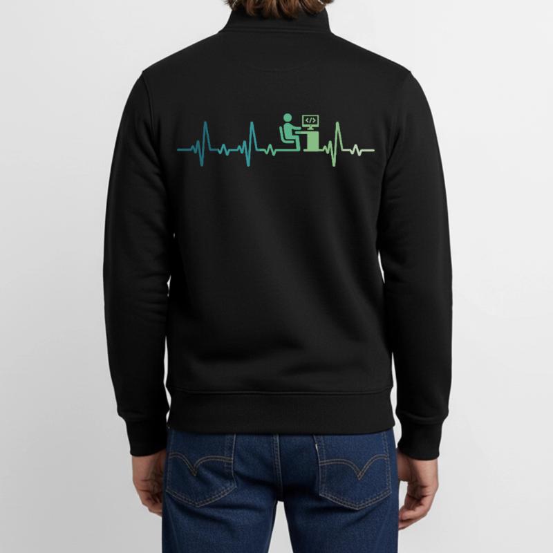 Heartbeat Programmer Developer Unisex Organic Zip Sweatshirt by Stanley/Stella