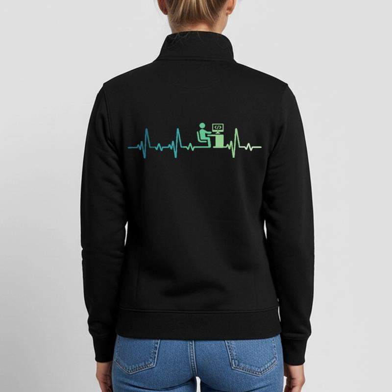 Heartbeat Programmer Developer Unisex Organic Zip Sweatshirt by Stanley/Stella