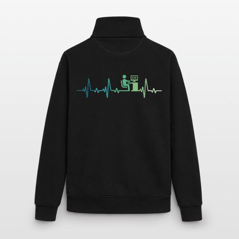 Heartbeat Programmer Developer Unisex Organic Zip Sweatshirt by Stanley/Stella