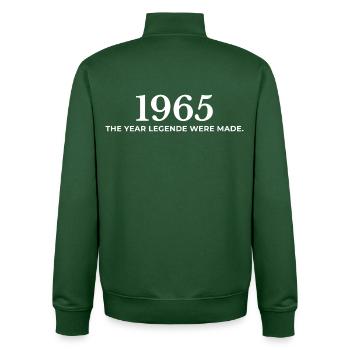 Legendärer Jahrgang 1965 Retro Look 1965 - Unisex Organic Zip Sweatshirt von Stanley/Stella - Flaschengrün - Hinten - AI Model Male 185 dark (185cm)