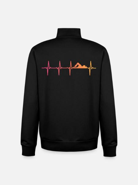 Swimming sunset heartbeat swimmer gift - Unisex Organic Zip Sweatshirt by Stanley/Stella - black