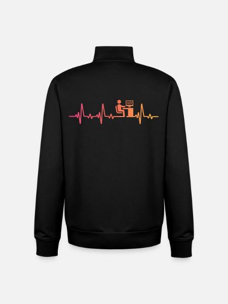 Programmer sunset heartbeat developer - Unisex Organic Zip Sweatshirt by Stanley/Stella - black
