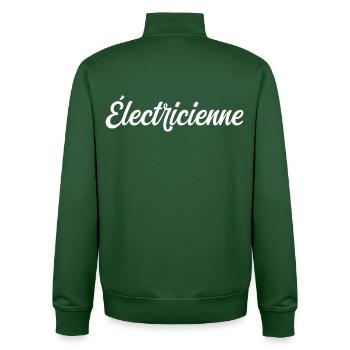 Électricienne - Sweat zippé unisexe en coton bio Stanley/Stella - vert bouteille - Dos - AI Model Male 185 dark (185cm)