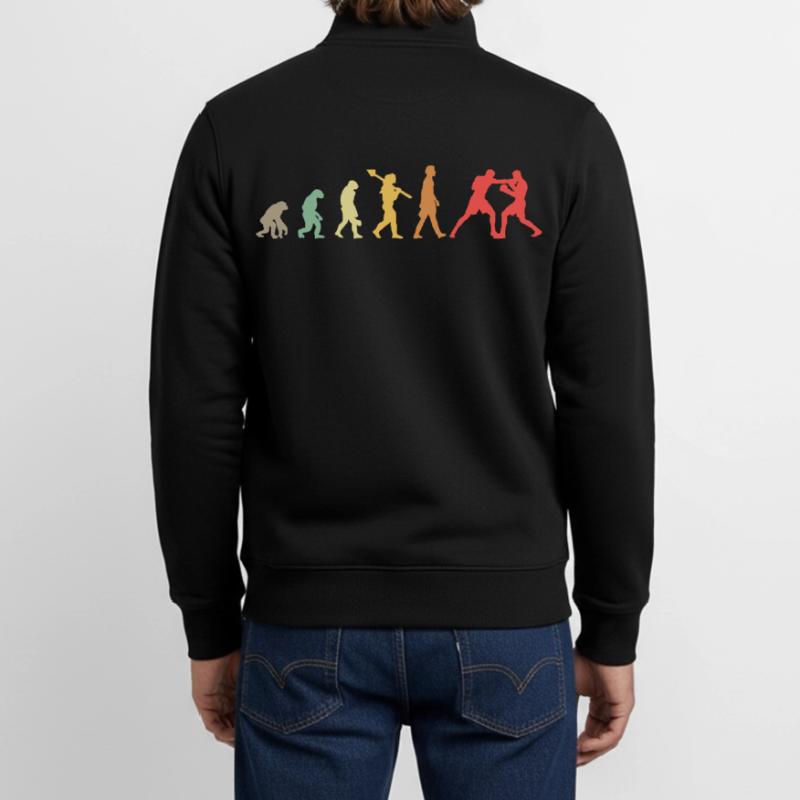 Boxing Evolution Boxing Development Retro Unisex Organic Zip Sweatshirt by Stanley/Stella