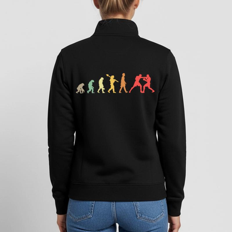 Boxing Evolution Boxing Development Retro Unisex Organic Zip Sweatshirt by Stanley/Stella