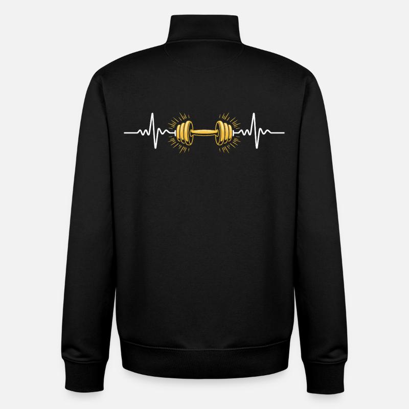 Heartbeat Dumbbell Power Design - Unisex Organic Zip Sweatshirt by Stanley/Stella - black