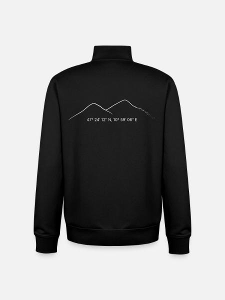 Zugspitze Coordinates - Unisex Organic Zip Sweatshirt by Stanley/Stella - black