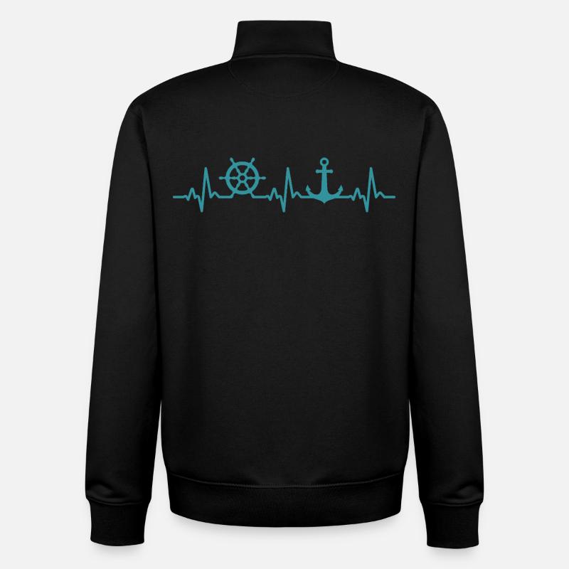 bateau battement de coeur marin capitaine - Sweat zippé unisexe en coton bio Stanley/Stella - noir