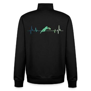 Gardien de but de football battements de cœur   - Sweat zippé unisexe en coton bio Stanley/Stella - noir - Dos - AI Model Male 185 light (185cm)