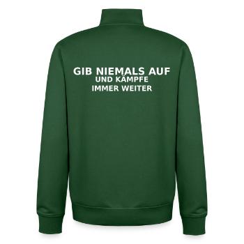 Gib Niemals Auf: Weiterkämpfen - Unisex Organic Zip Sweatshirt von Stanley/Stella - Flaschengrün - Hinten - AI Model Male 185 dark (185cm)