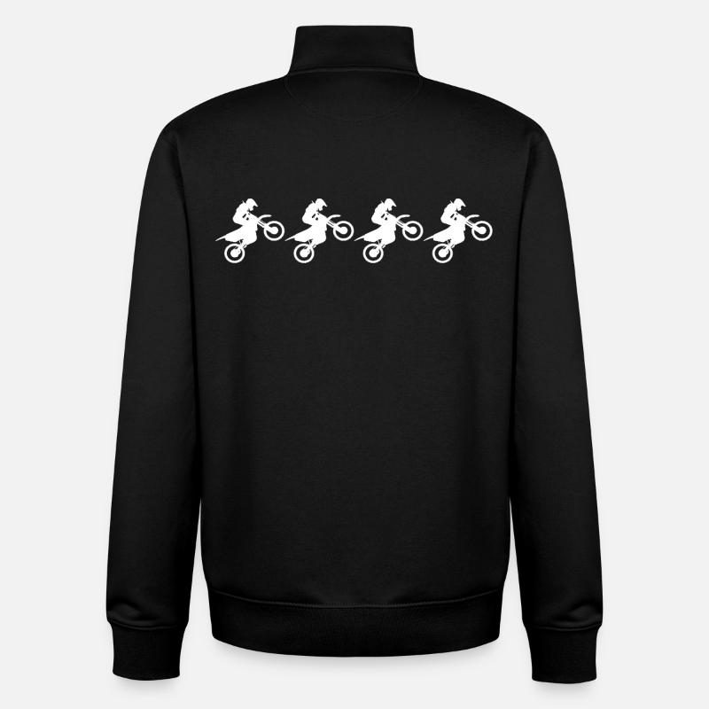 Graphismes de motocross - Sweat zippé unisexe en coton bio Stanley/Stella - noir