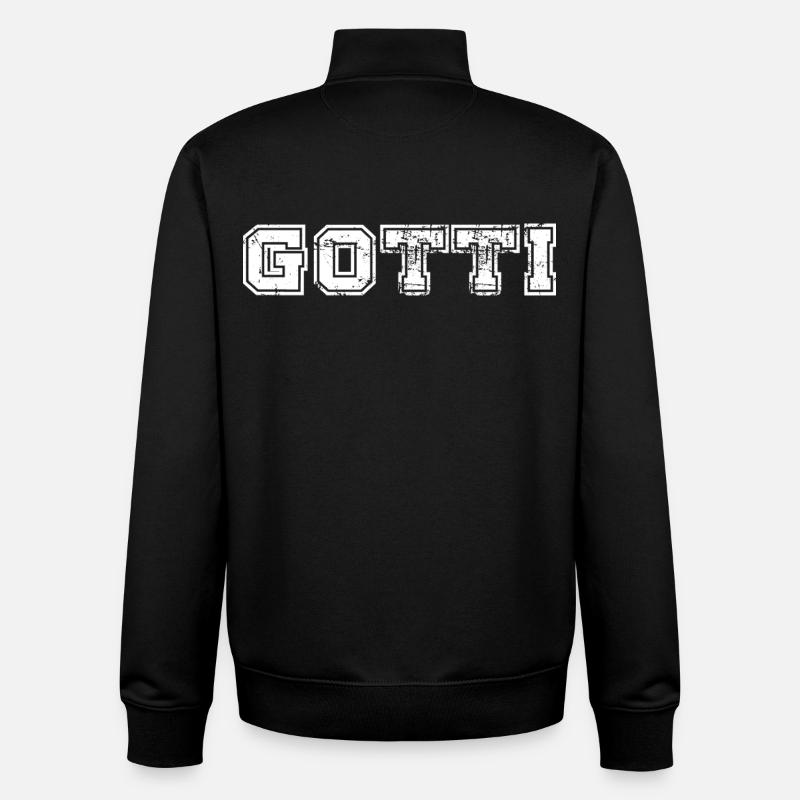 Lettrage universitaire vieilli de Gotti - Sweat zippé unisexe en coton bio Stanley/Stella - noir