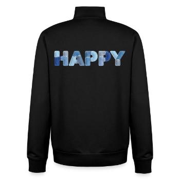 HAPPY Denim Patchwork New Trend - Unisex Organic Zip Sweatshirt by Stanley/Stella - black - Back - AI Model Male 185 light (185cm)