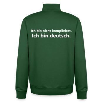 Ich bin nicht kompliziert ich bin Deutsch Spruch - Unisex Organic Zip Sweatshirt by Stanley/Stella - bottle green - Back - AI Model Male 185 dark (185cm)