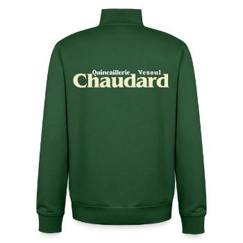 Quincaillerie Chaudard Vesoul Film Culte Compagnie - Sweat zippé unisexe en coton bio Stanley/Stella - vert bouteille - Dos - AI Model Male 185 dark (185cm)