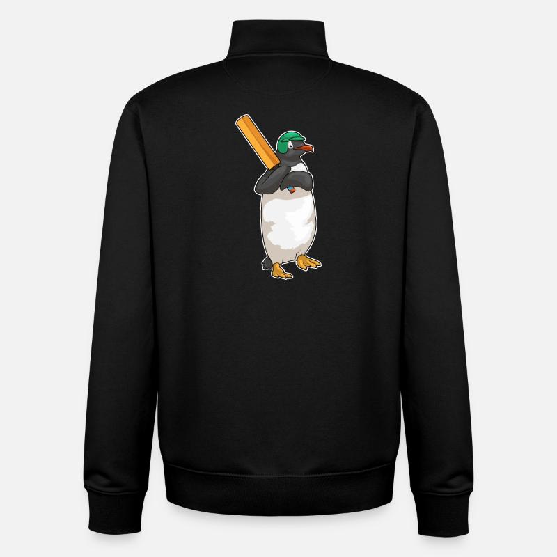 Penguin Cricket Cricket Bat - Sweat zippé unisexe en coton bio Stanley/Stella - noir