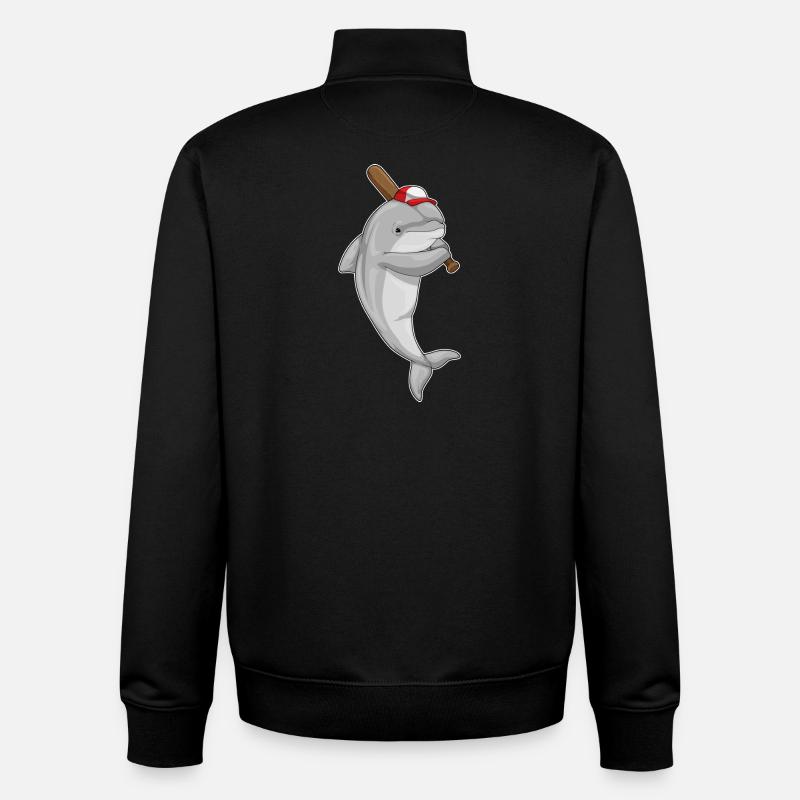 Dolphin Baseball Baseball Bats - Sweat zippé unisexe en coton bio Stanley/Stella - noir