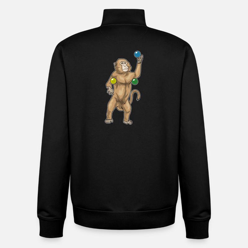 Singe jongleur jongleur - Sweat zippé unisexe en coton bio Stanley/Stella - noir