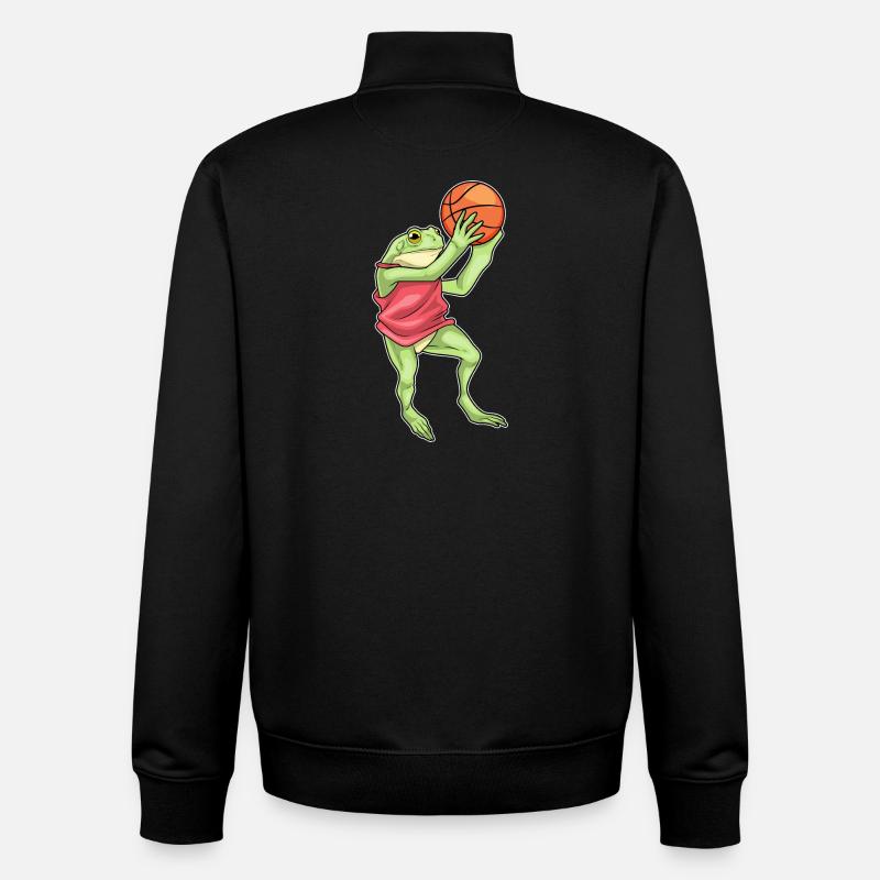 grenouille basketteur basketteur - Sweat zippé unisexe en coton bio Stanley/Stella - noir
