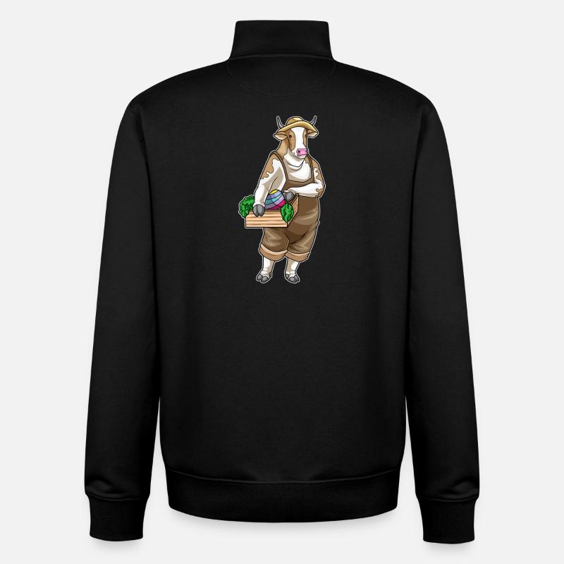 Vache Pâques fermier - Sweat zippé unisexe en coton bio Stanley/Stella - noir