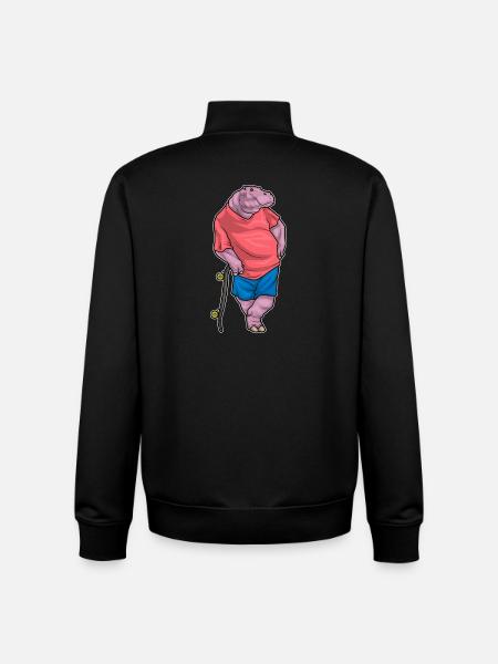 Hippopotamus Skater Skateboard - Unisex Organic Zip Sweatshirt by Stanley/Stella - black