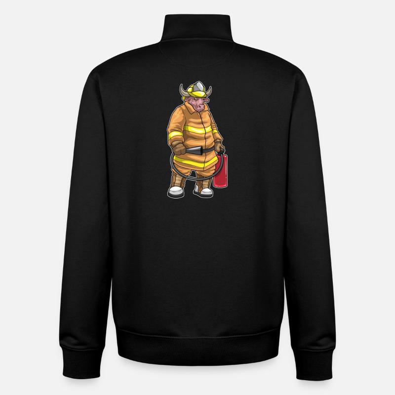 Bull Firefighter Fire Extinguisher - Unisex Organic Zip Sweatshirt by Stanley/Stella - black