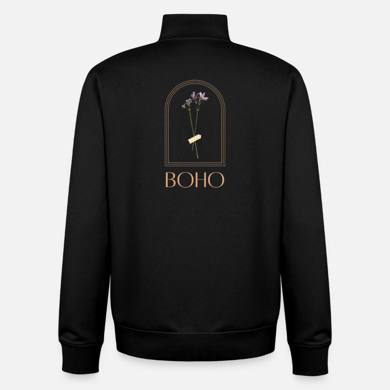Boho Blütenstrauß im Bogenrahmen - Unisex Organic Zip Sweatshirt von Stanley/Stella - Schwarz