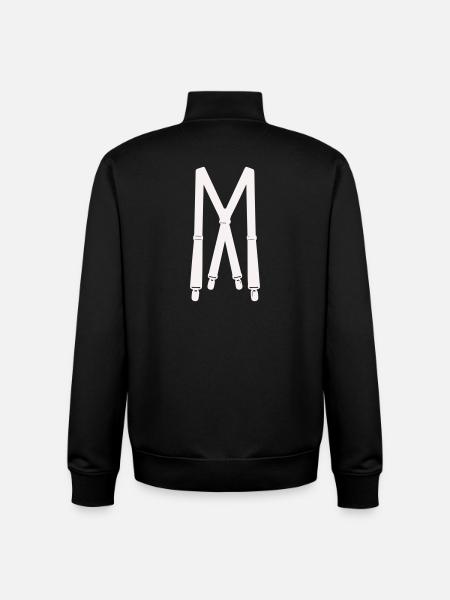 White suspenders illustration - Unisex Organic Zip Sweatshirt by Stanley/Stella - black