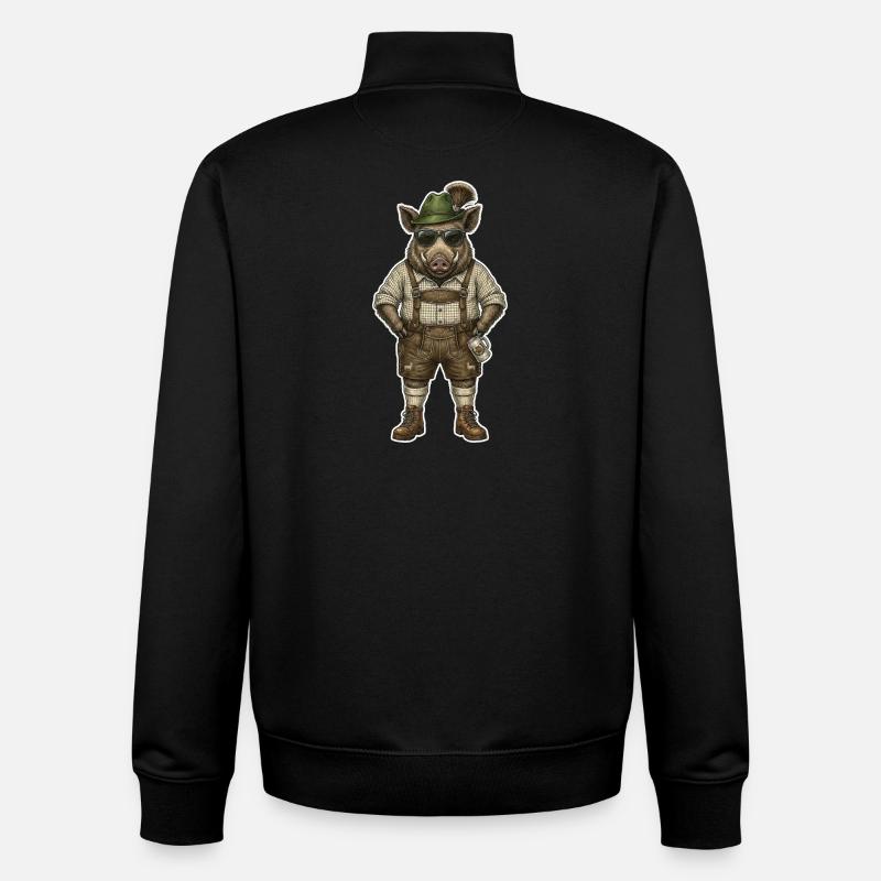 Biergarten Wildschwein Jäger Alpen - Unisex Organic Zip Sweatshirt von Stanley/Stella - Schwarz