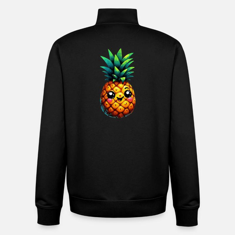 Ananas - Sweat zippé unisexe en coton bio Stanley/Stella - noir