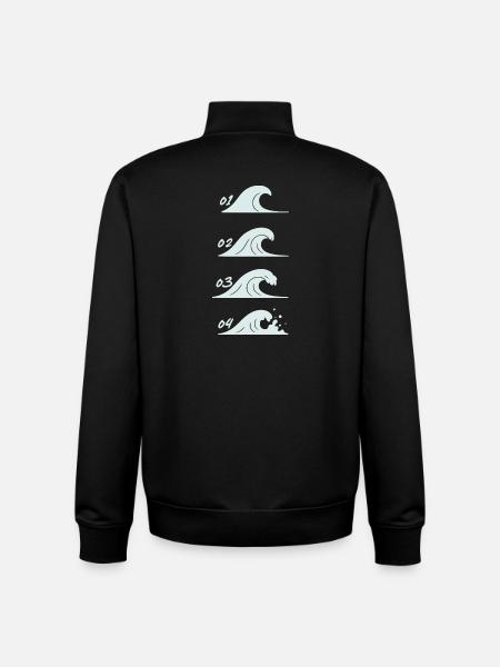 Minimalist Waves Illustration Sea - Unisex Organic Zip Sweatshirt by Stanley/Stella - black