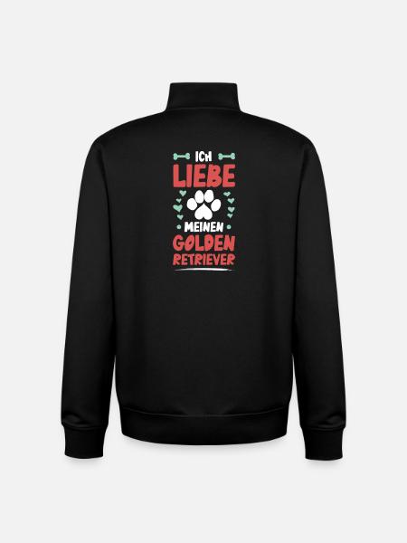 I love my golden retriever - Unisex Organic Zip Sweatshirt by Stanley/Stella - black