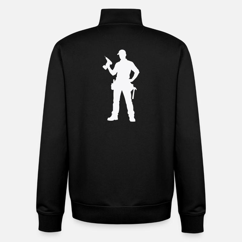 Silhouette d’artisan avec outils - Sweat zippé unisexe en coton bio Stanley/Stella - noir