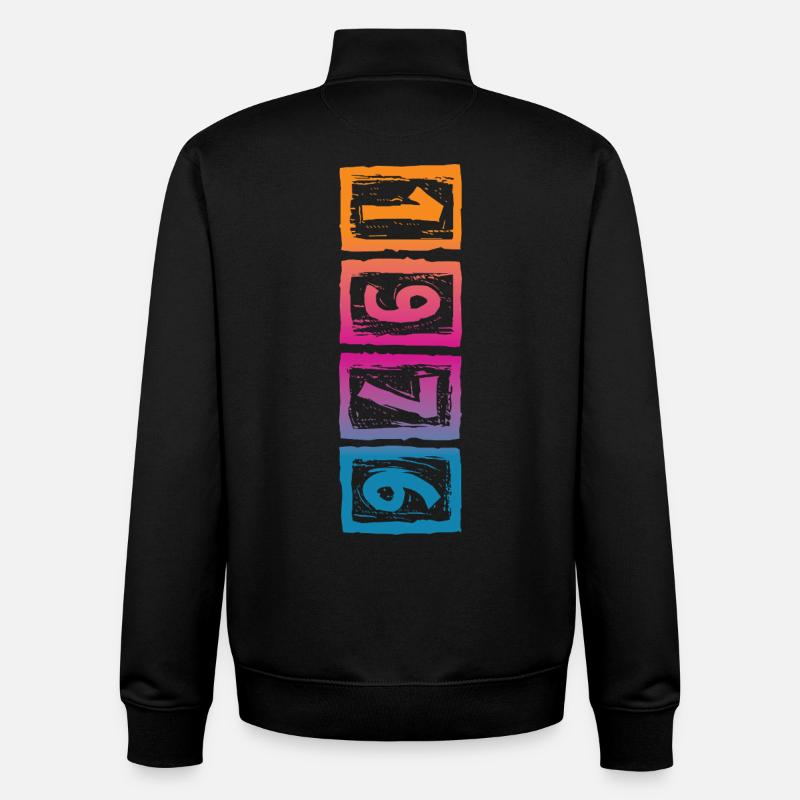 Millésime 1976 - Sweat zippé unisexe en coton bio Stanley/Stella - noir