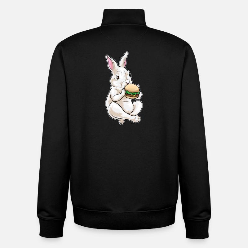 Bunny Cheeseburger - Sweat zippé unisexe en coton bio Stanley/Stella - noir