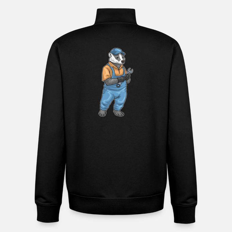 Clé de mécanicien Badger - Sweat zippé unisexe en coton bio Stanley/Stella - noir
