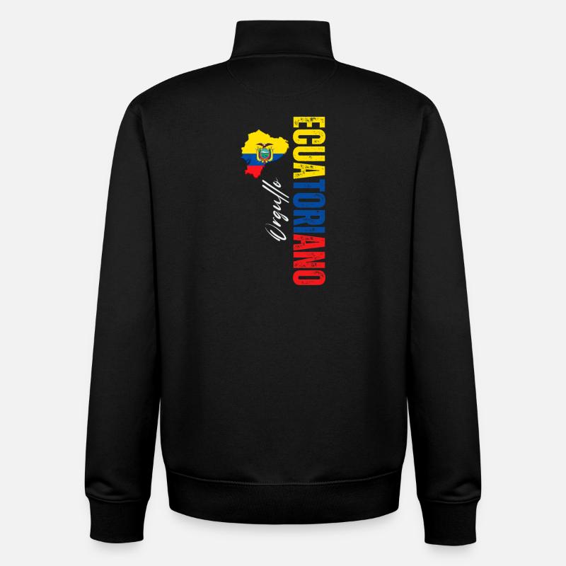 Orgueil équatoryen, design vertical - Sweat zippé unisexe en coton bio Stanley/Stella - noir