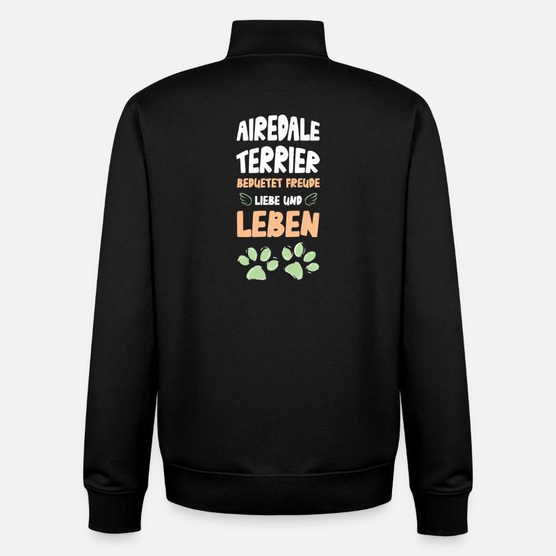 Vie amoureuse du Airedale Terrier - Sweat zippé unisexe en coton bio Stanley/Stella - noir