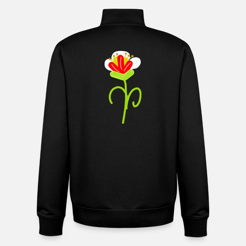 Dessin de fleurs ludique Fleurs Fleurs - Sweat zippé unisexe en coton bio Stanley/Stella - noir