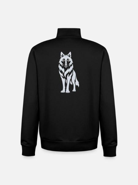 Wolfs Silhouette Kontrastdesign - Unisex Organic Zip Sweatshirt von Stanley/Stella - Schwarz
