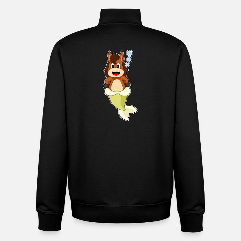 Sirène de cheval - Sweat zippé unisexe en coton bio Stanley/Stella - noir