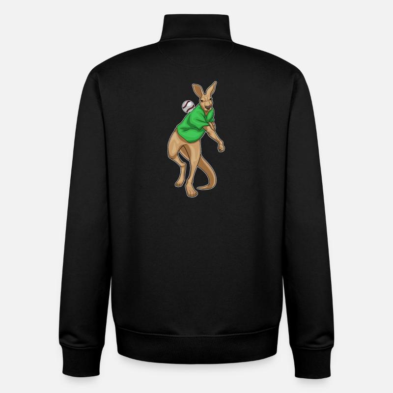 Kangaroo Baseball - Unisex Organic Zip Sweatshirt by Stanley/Stella - black