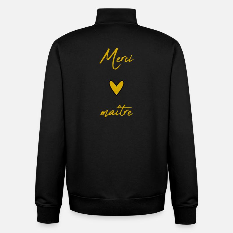 MAITRE. MAÎTRESSE. MERCI. MERCI MAÎTRESSE - Sweat zippé unisexe en coton bio Stanley/Stella - noir